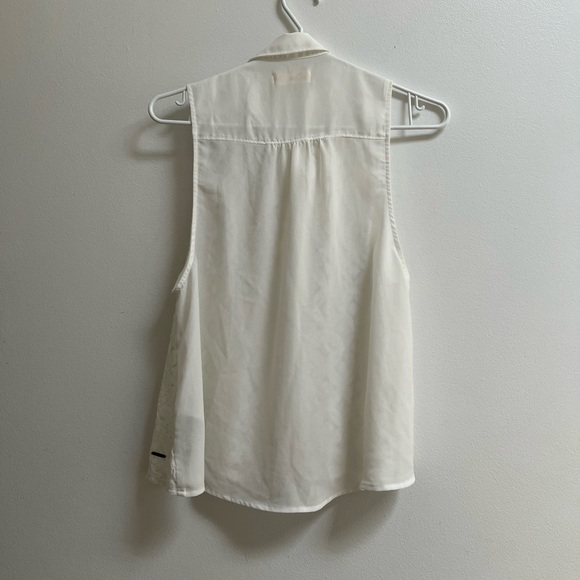 Hollister White Lace Button Up Sleeveless Collared Chiffon Top S - Picture 4 of 5